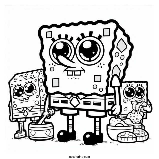 Detailed Minecraft SpongeBob Coloring Page
