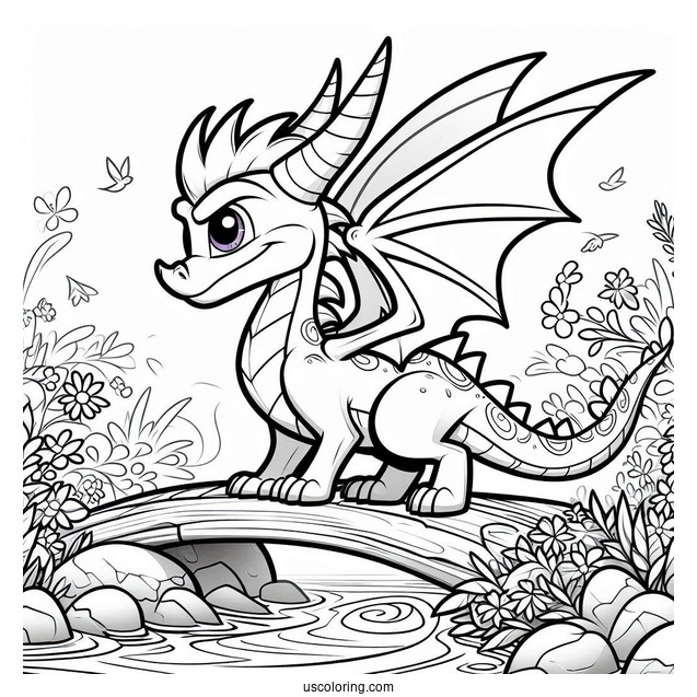 Sypro Coloring Page Detailed Cynder On A River