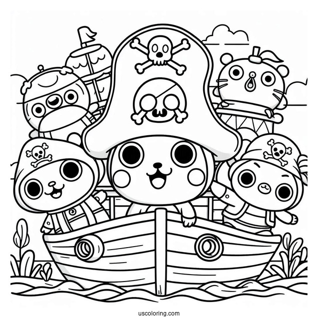 Pirate Pororo Coloring Page Eddy, Poby, Crong, And Friends In Pirate Ship For Kids