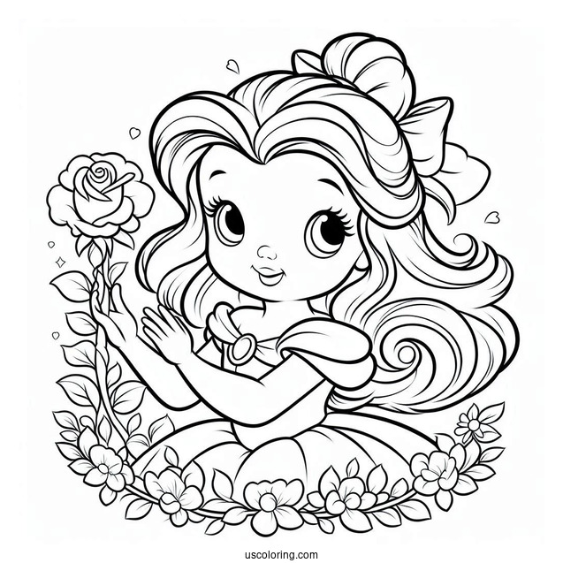 Precious Moments Coloring Page Of Belle For Preschoolers