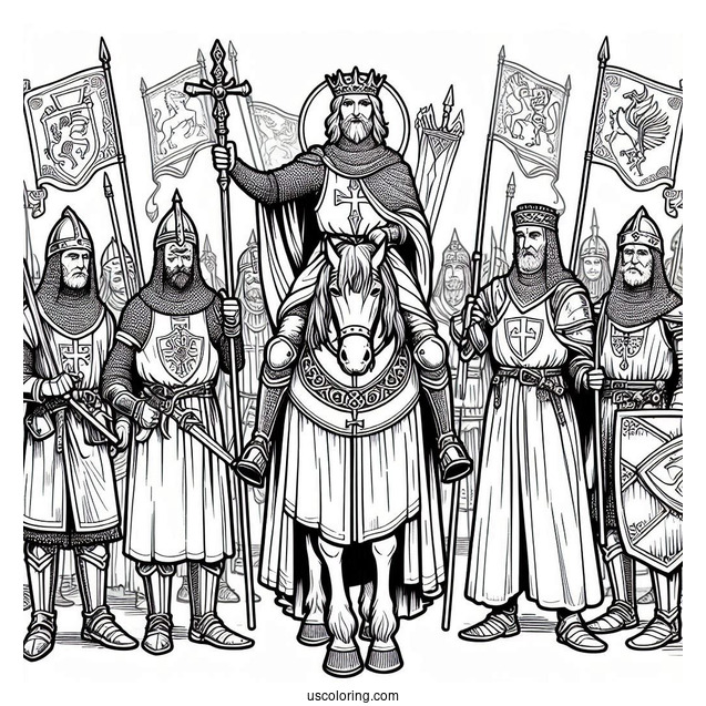 Coloring Page Of King Arthur And Knights Of The Round Table