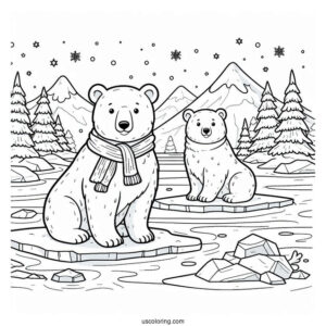 Coloring Page Of Polar Bears On Ice