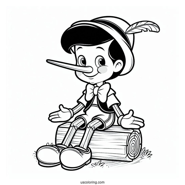 Pinocchio Coloring Page Of Happy Figaro Seated On The Table For Kids