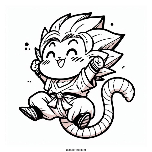 Happy Puar Jumping Dragon Ball Z Coloring Page For Kids