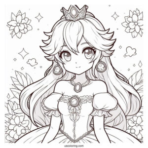 Princess Coloring Page Of Anime Princess Peach