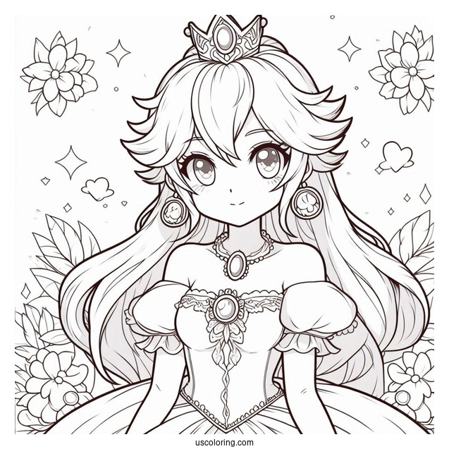 Princess Coloring Page Of Anime Princess Peach