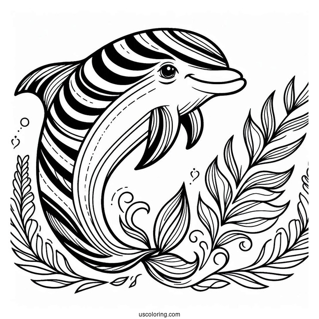 Striped Dolphin Coloring Page