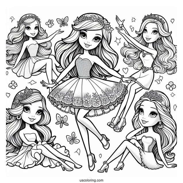 Barbie And Friends Coloring Sheet