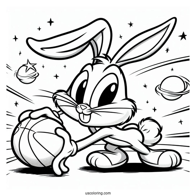 Bugs Bunny Dribbling Ball Coloring Page
