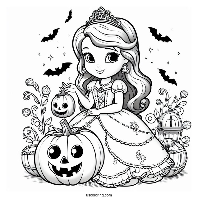 Sofia The First Coloring Page Of Halloween Ball