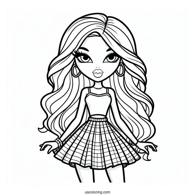 Bratz Yasmin In Skirt Coloring Sheet