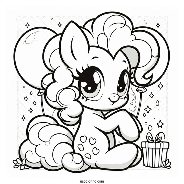 Baby Pinkie Pie Coloring Page With Balloon Background