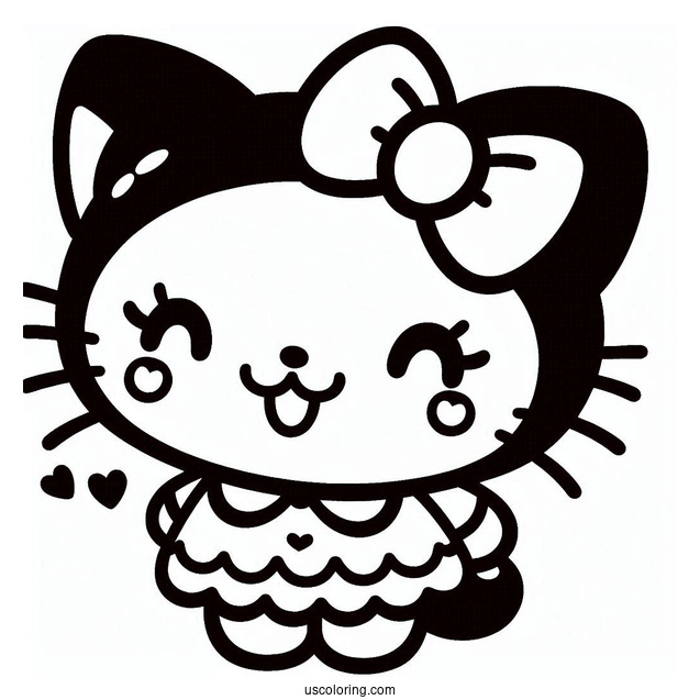 Sanrio Coloring Pages Of Kuromi With Evil Smile