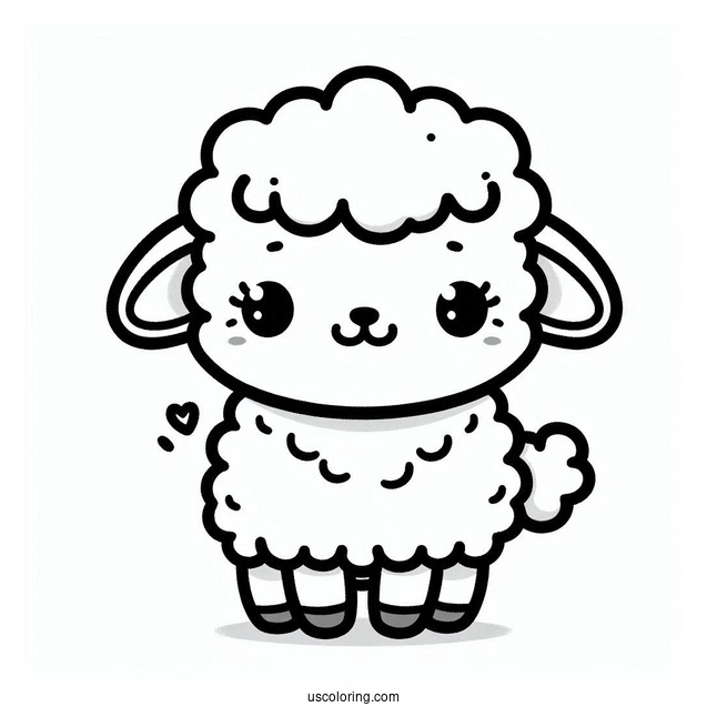 Kawaii Baby Sheep Coloring For Preschoolers