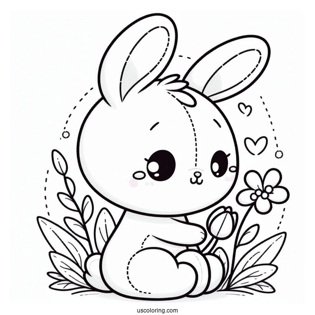 Stitch With His Arm Around A Rabbit Coloring Page