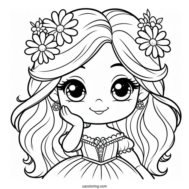 Cute Princess Daisy Coloring Page Smiling For Preschoolers