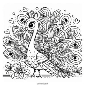 Happy Peacock Coloring For Toddlers