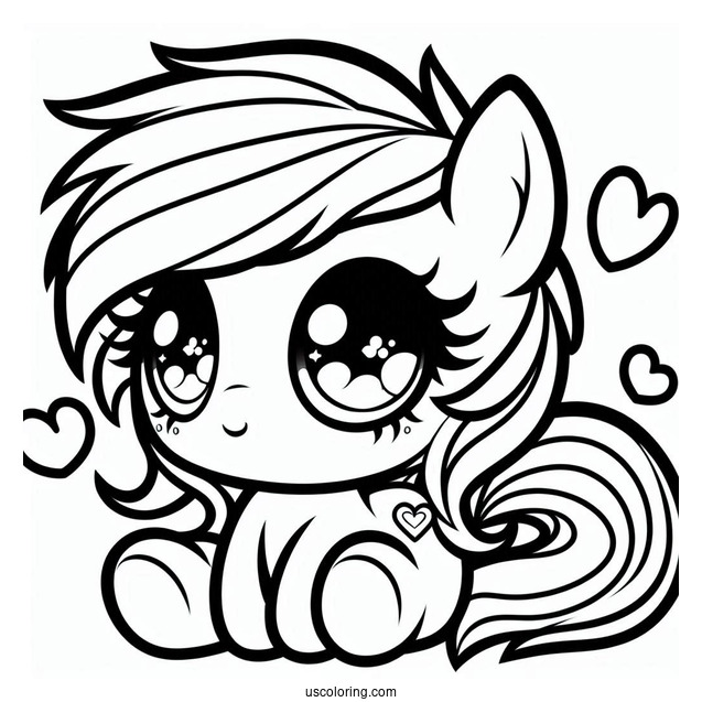 Cute Chibi Rainbow Dash Coloring Page With Heart Eyes For Preschoolers