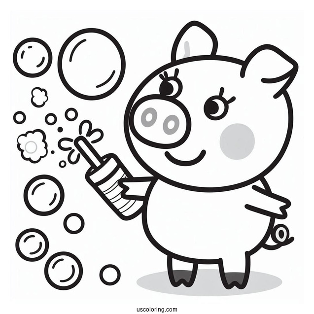 George Pig Playing With Bubbles Coloring Sheet