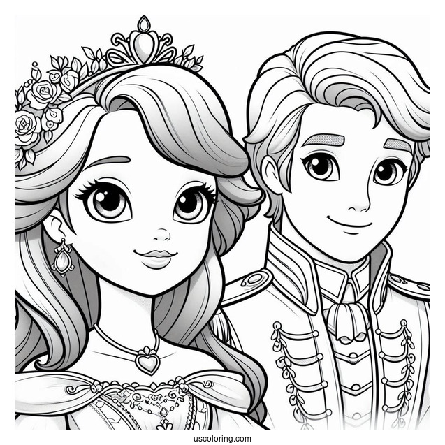 Sofia The First Coloring Page With Prince James, And Princess Amber