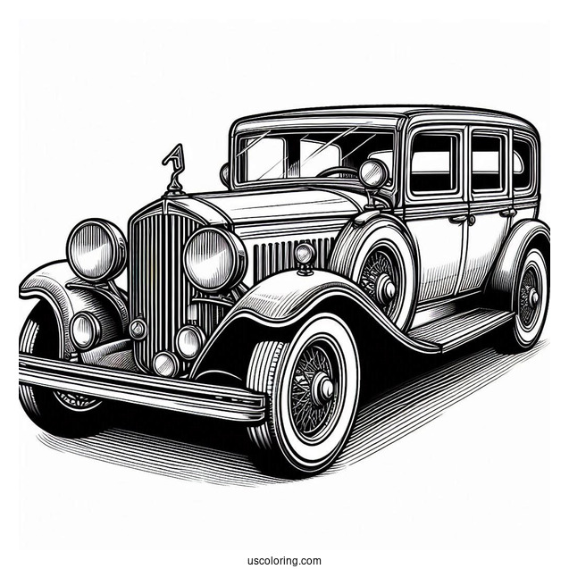 Vintage Sedan Car Coloring Page