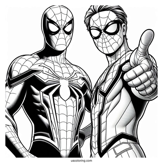 Spider-Man And Ned Leeds Coloring Sheet