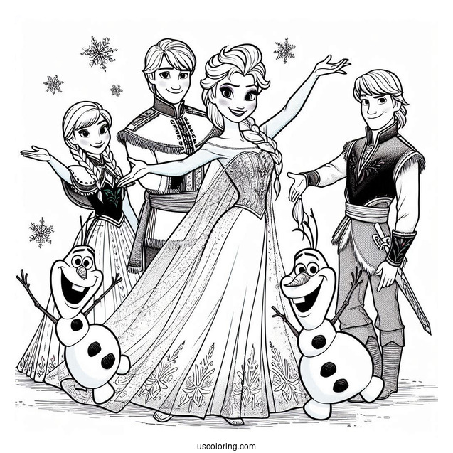 Elsa, Anna, Sven, Olaf, And Kristoff