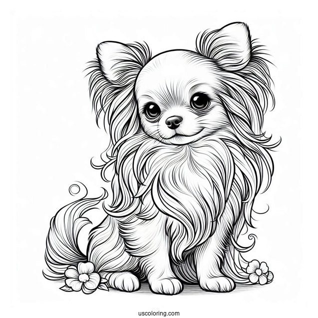 Puppy Long Hair Chihuahua Coloring Page On Stage