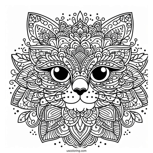 Intricate Cat Face Mandala