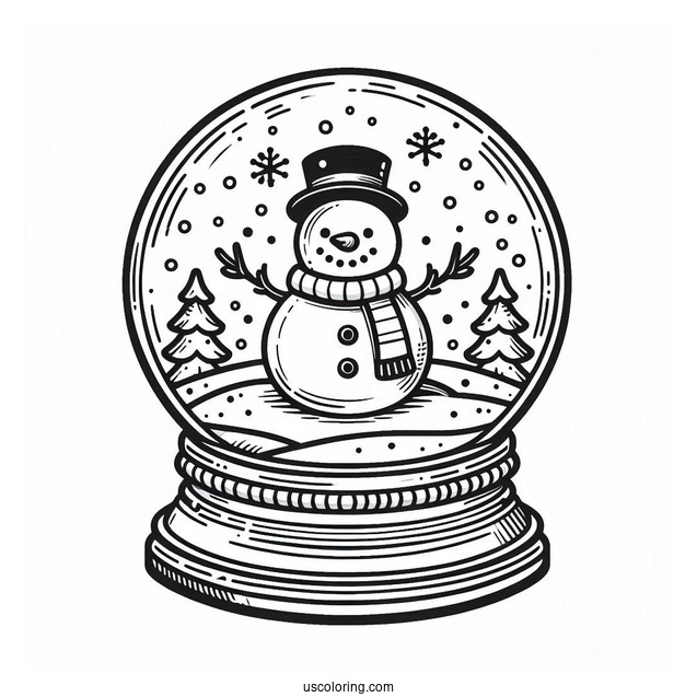 Snow Globe With Snowman Inside To Color