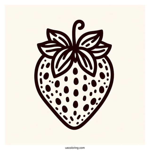 Easy Strawberry Coloring Page With Seeds For Kids