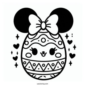 Festive Easter Egg Coloring Page with Mickey Mouse Ears Pattern