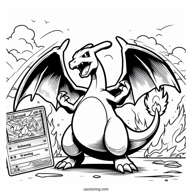 Charizard Wing Attack Pokemon Card Coloring Page