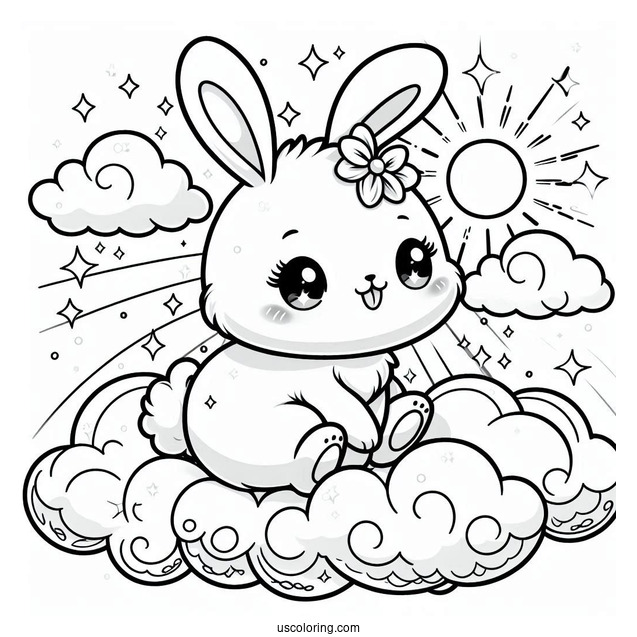 Sunny Bunnies Coloring Page Of Adorable Shiny In The Clouds