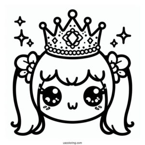 Kawaii Crown Coloring Page For Kids