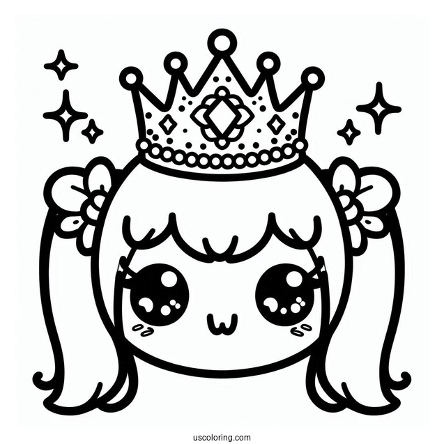 Kawaii Crown Coloring Page For Kids