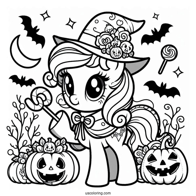 Trick-or-Treat My Little Pony Coloring Sheet