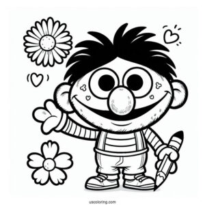 Cute Chibi Ernie Coloring Sheet For Kids