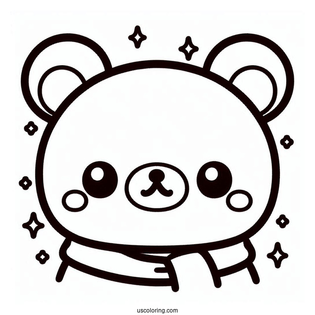Full Page Cute Head Of Rilakkuma Coloring Page For Kids