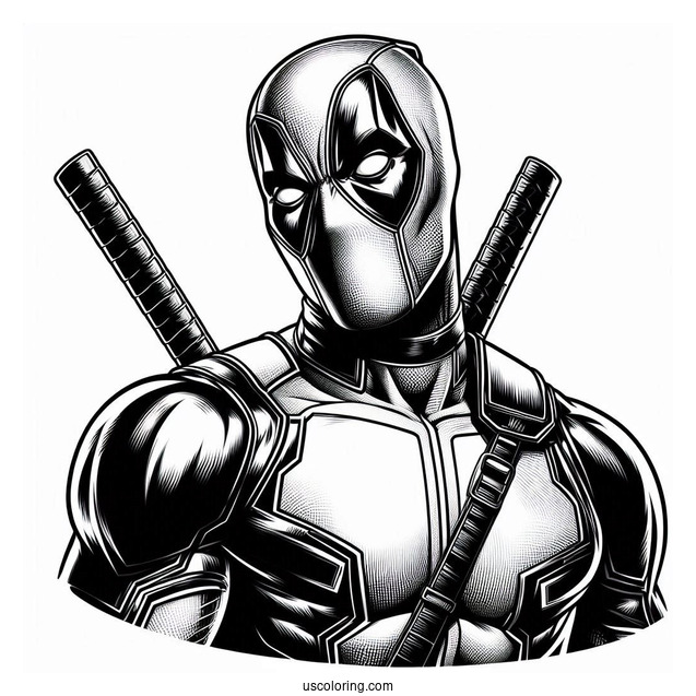 Realistic Deadpool Coloring Page