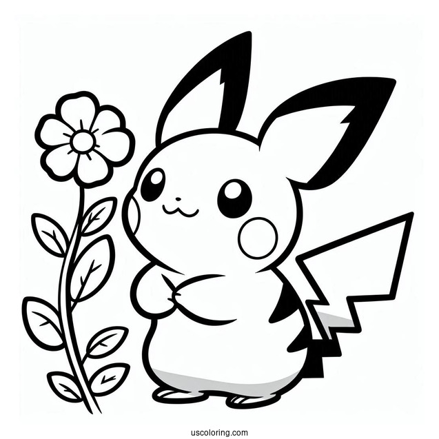 Simple Outline Of Pichu Coloring In For Preschoolers