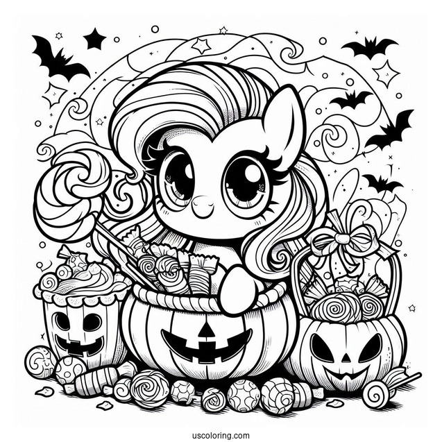 Trick-or-Treat My Little Pony Coloring Sheet