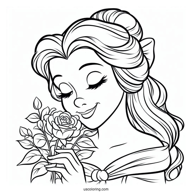Smiling Belle Smelling a Wild Flower To Color