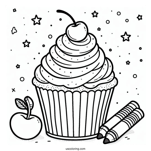 Coloring Sheet Of Cupcake For Toddlers