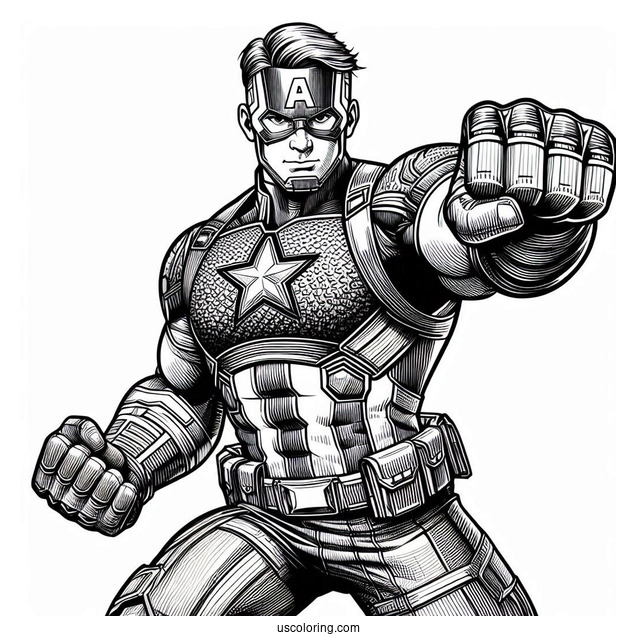 Realistic Captain America Coloring Sheet