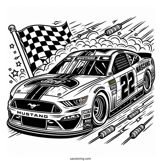 NASCAR Coloring Page Ford Mustang Racing For Kids