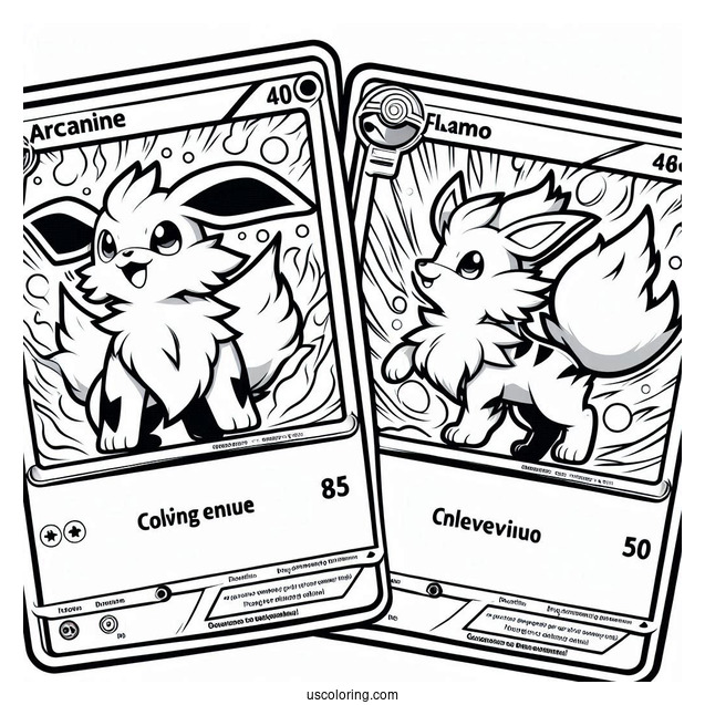 Arcanine Flame Dash Pokemon Card Coloring Page
