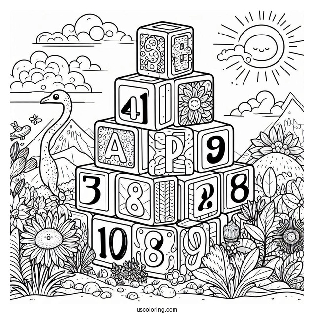 Numberblocks Coloring Page 9 Under The Sun