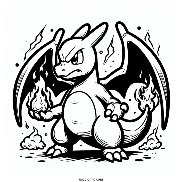 Angry Charizard Coloring In For Preschoolers