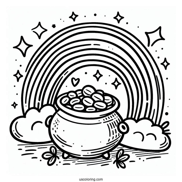 Simple Pot Of Gold At End Of The Rainbow For Kids